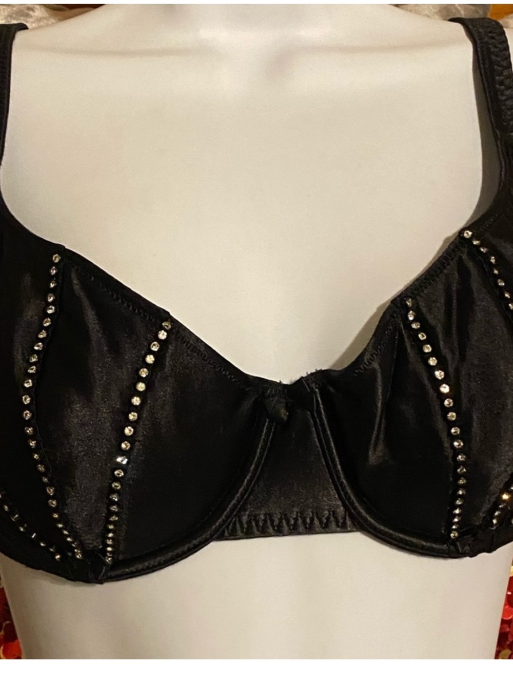 Victoria's Secret Black Studded Satin Underwire Bra